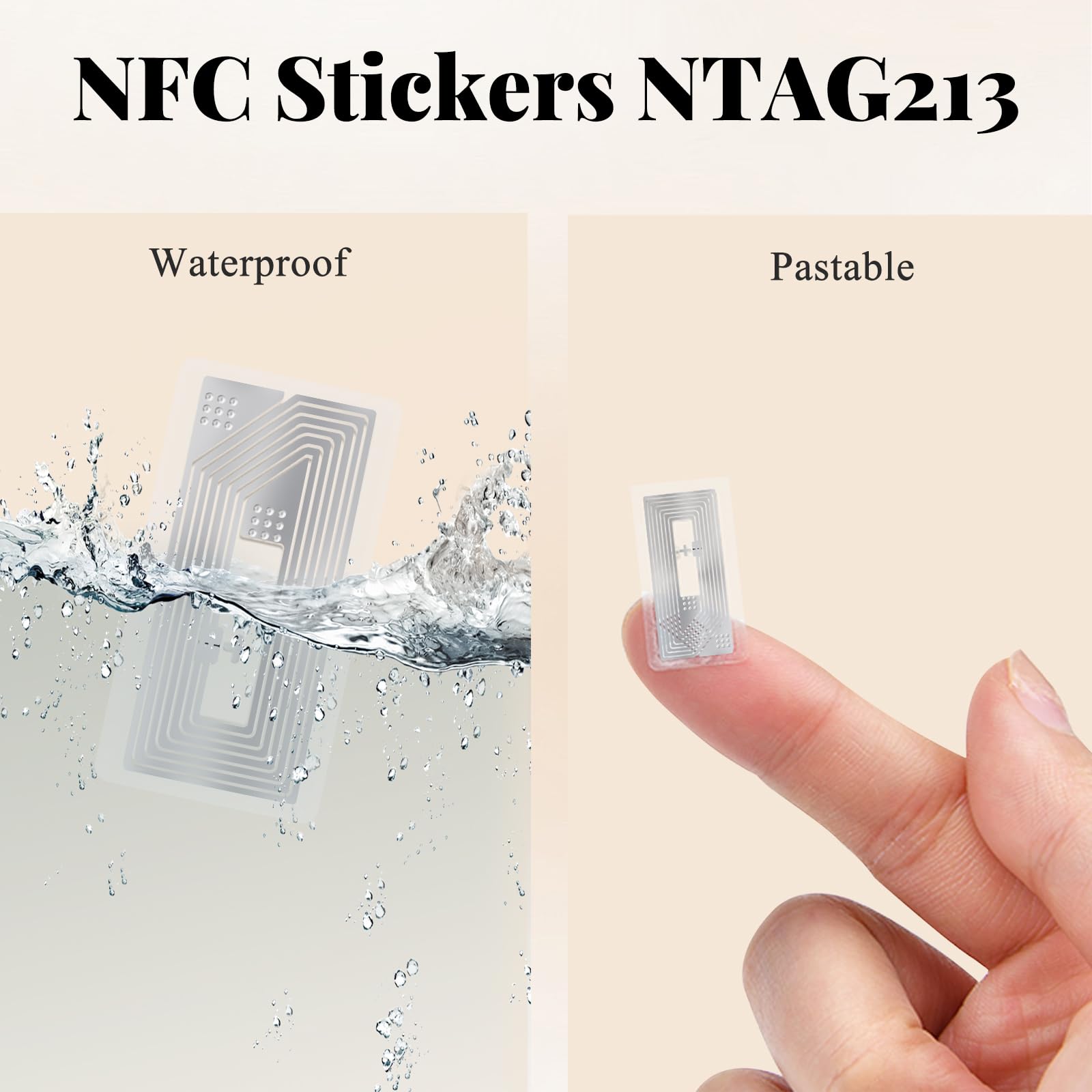 100 etichette adesive NFC con chip originale NTAG213 da 13,56 MHz, etichette NFC trasparenti, impermeabili, adesivi NFC Ntag213, memoria a 144 byte, compatibili con tutti gli smartphone e i