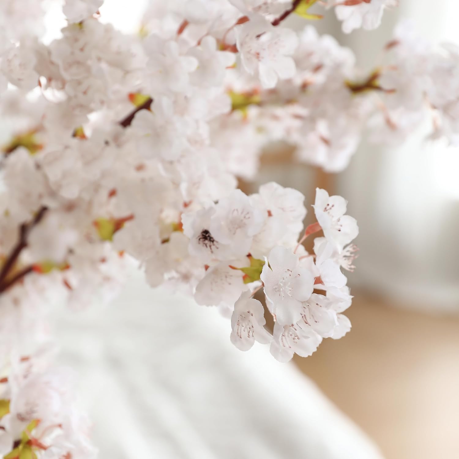 Artificial Cherry Blossom Branches 3Pcs 40" Faux Silk Cherry Blossom, Fake Flowers with Leaves Bouquet Decorations for Home Living Room Bedroom Table Centerpiece Vase Wedding Decor