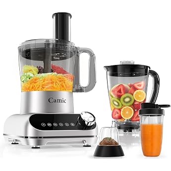 Camic Food Processor 1500 W Food Processor with 2.5 L Bowl with 6 Programmes Chopping Cutting Mixing - Includes Accessories for Home Kitchen - Upgrade Accessories