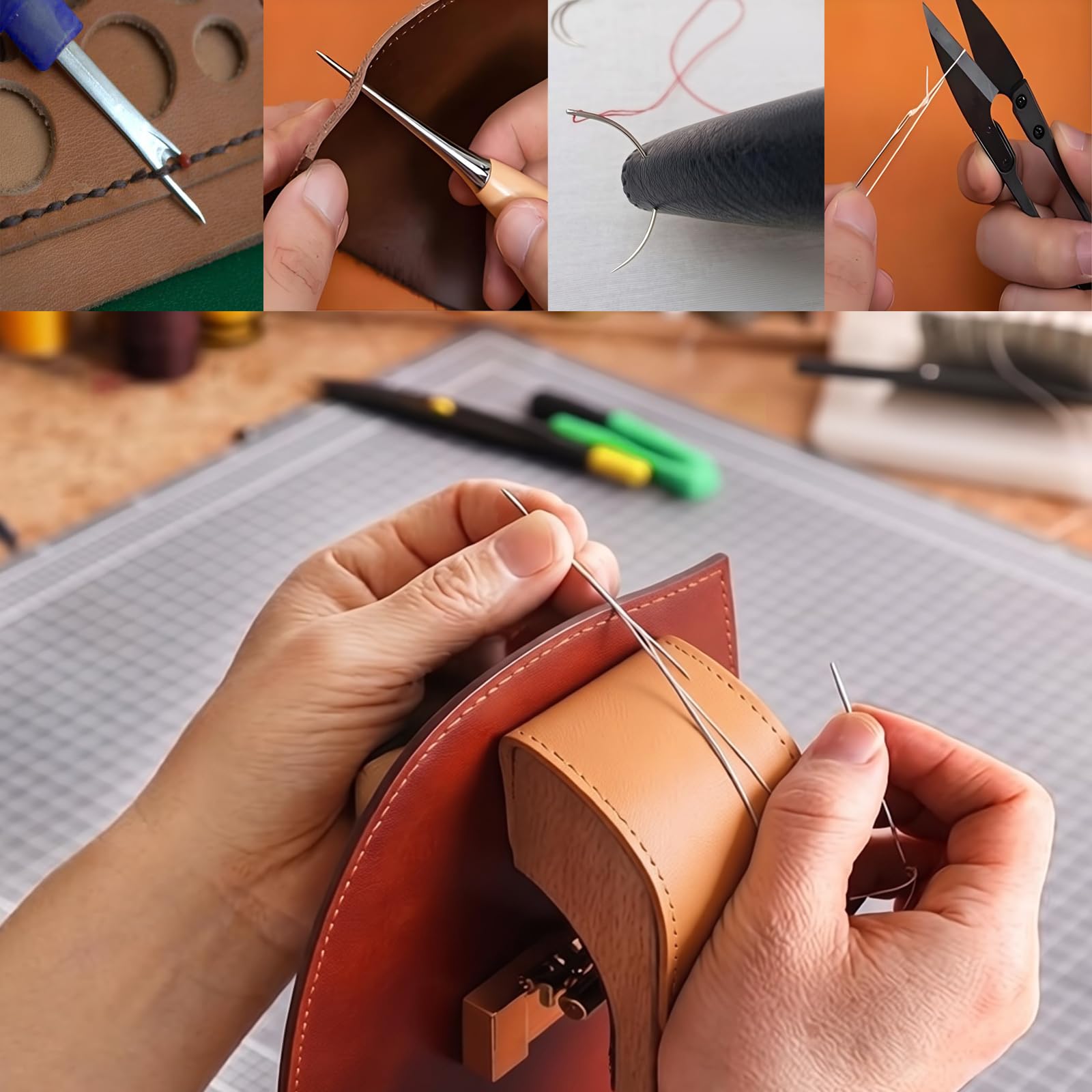 Pony con cuciture in legno con rotazione a 360°, kit di morsetti per