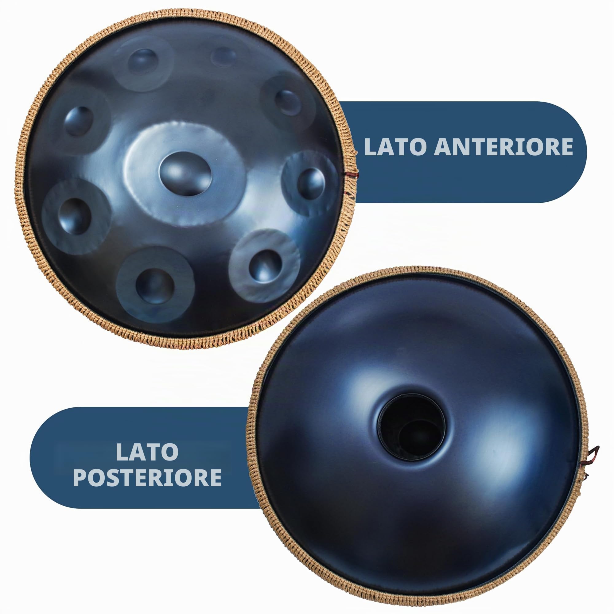 Blue Harmonic Handpan, tamburo a mano in D-Moll, 9 toni, 22 pollici, con custodia, percussioni per la guarigione del suono, meditazione personale, yoga