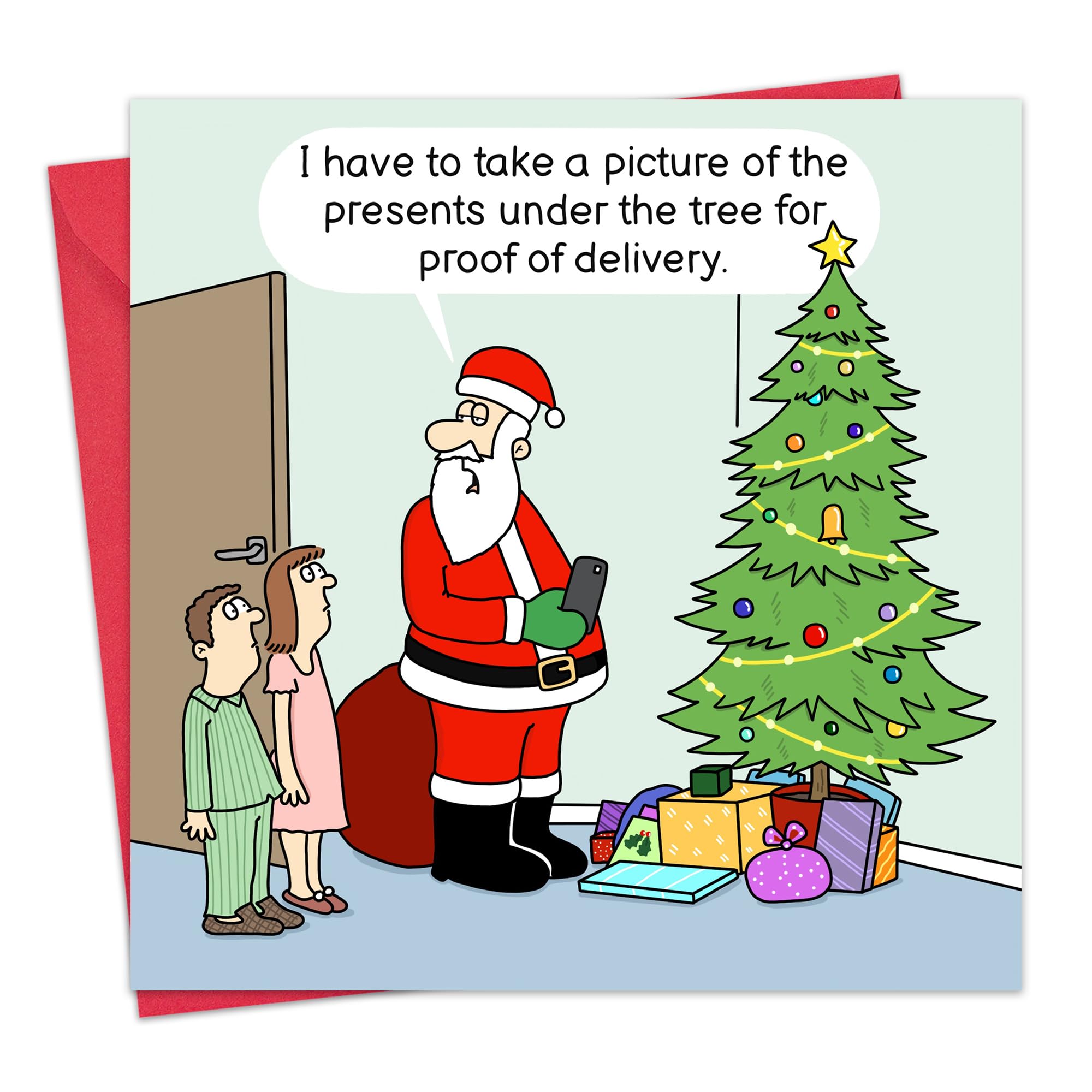 Twizler Funny Christmas Card Santa Delivery - Merry Christmas Cards Funny - Mens Xmas Card for Him Husband Dad Son - Womens Xmas Cards for Her Wife Mum Daughter