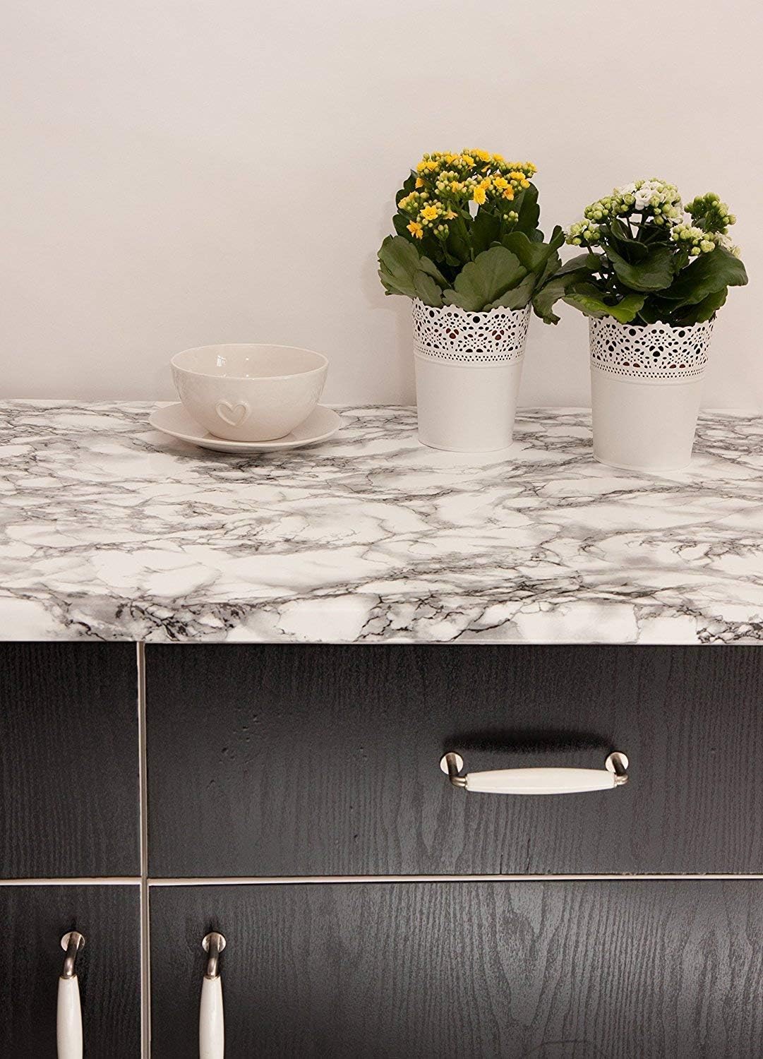 d-c-fix 346-0047-2PKA Decorative Self-Adhesive Film, Marble White, 17" x 78" Roll, 2-Pack with Applicator