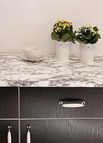 Miniatura 5 de d-c-fix FA346-8031-2 - Película autoadhesiva decorativa, mármol blanco, rollo grande de 26 x 78 pulgadas, paquete de 2