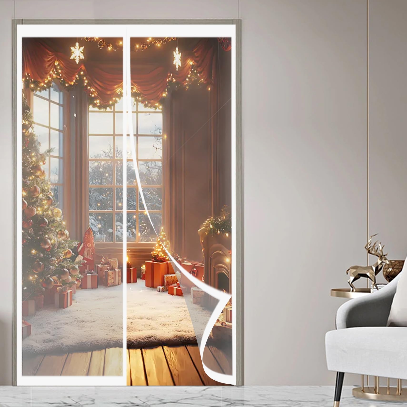Rideau de Porte Thermique 100 x 250 cm Chaud en Hiver et Frais en Été, Chaud Coupe-Vent et Insonorisant Rideau de Porte Anti Froid pour Salon, Chambre Chauffante, A