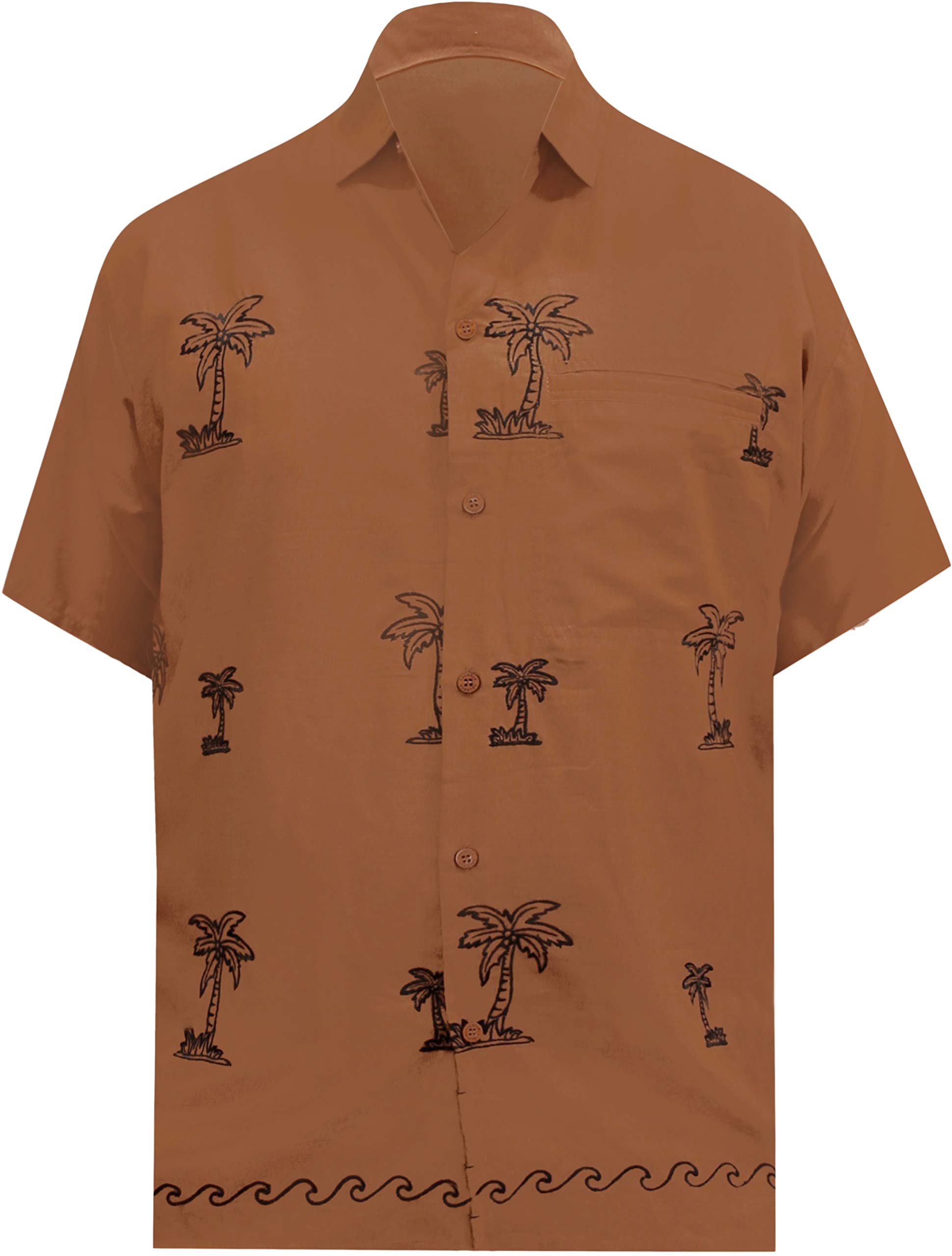 LA LEELA Men's Aloha Party Beach Camp Short Sleeve Hawaiian Shirt A
