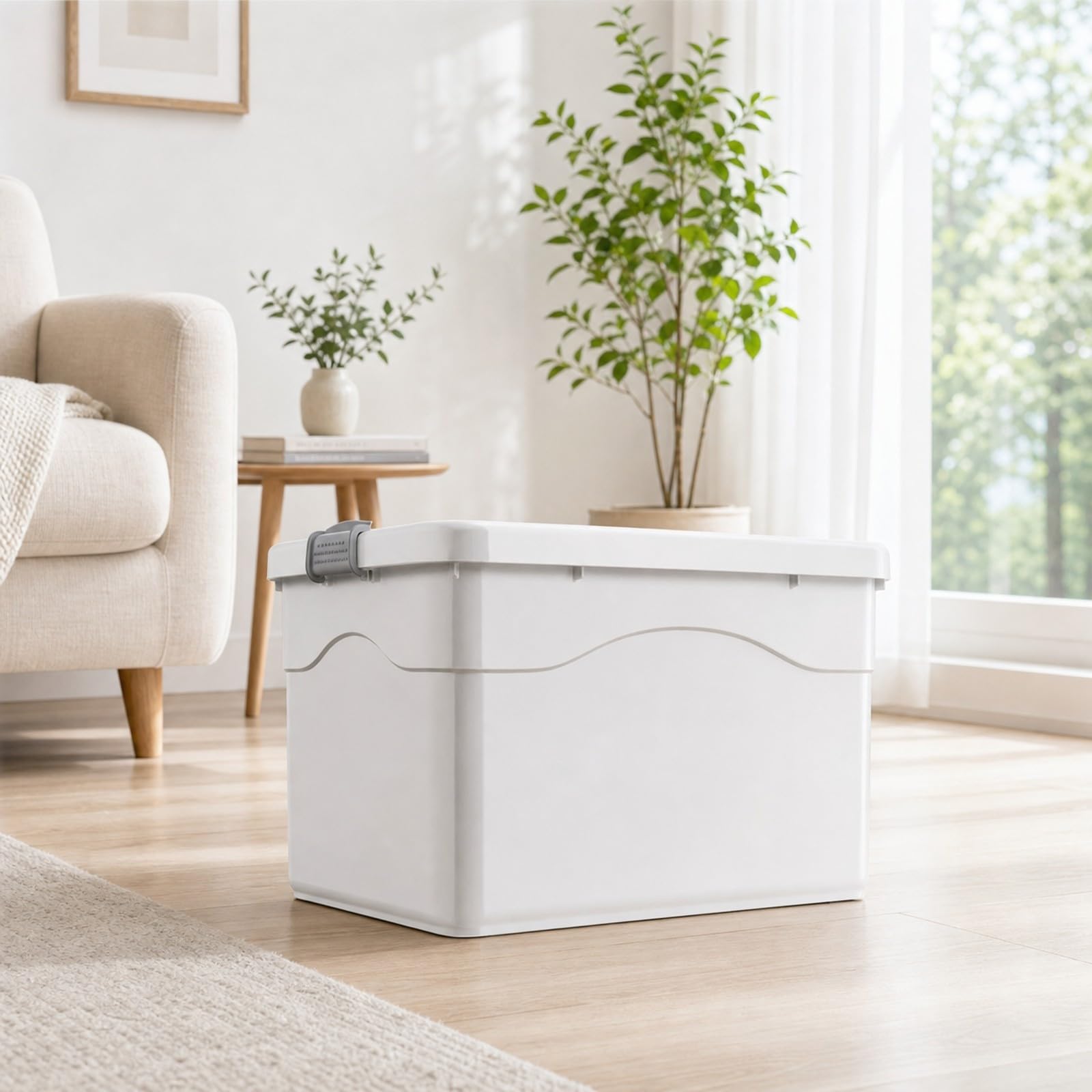 LOVIVER Contenitore con Coperchio Antipolvere a Scatto Ermetica, Facile da Pulire, per Ripostiglio, Trasloco, Famiglie, 67x48.5x39.5CM