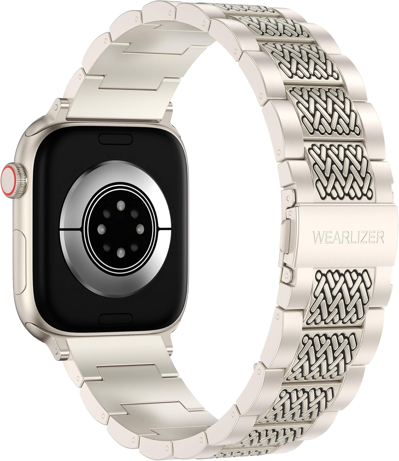 Wearlizer Stainless Steel Band Compatible with Apple Watch Band 49/46/45/44/42/41/40/38mm Men Women, Zigzag Weave Durable Metal Strap for iWatch Series 11 10 9 8 7 6 5 4 3 SE/Ultra 3 2 1