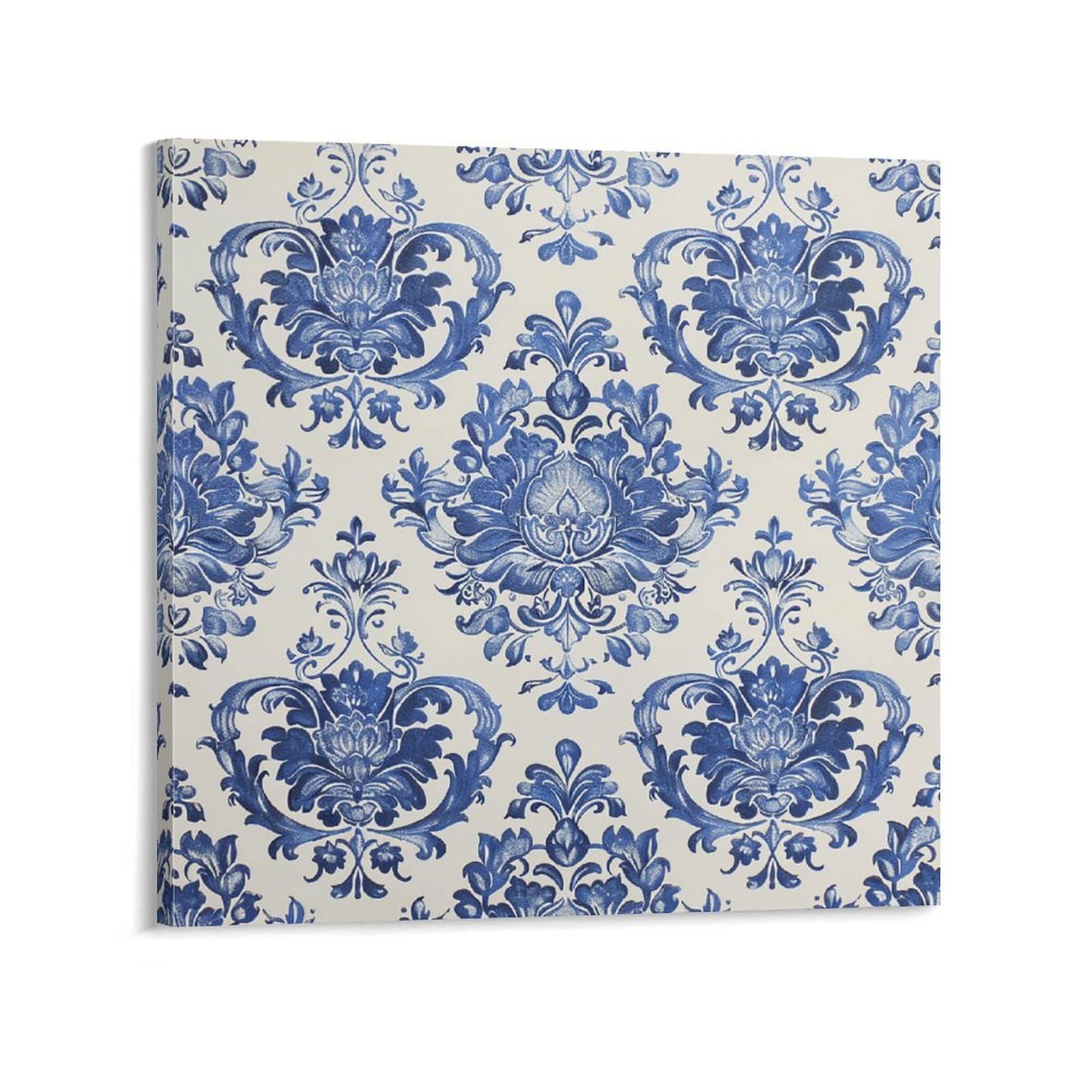 White And Blue Pattern Canvas Wall Art for Bedroom 16x16inch(40x40cm) Canvas Prints Artwork for Walls Modern Picture Artwork Painting for Living Room Aesthetic Wall Paintings for Bathroom Kitchen Offi