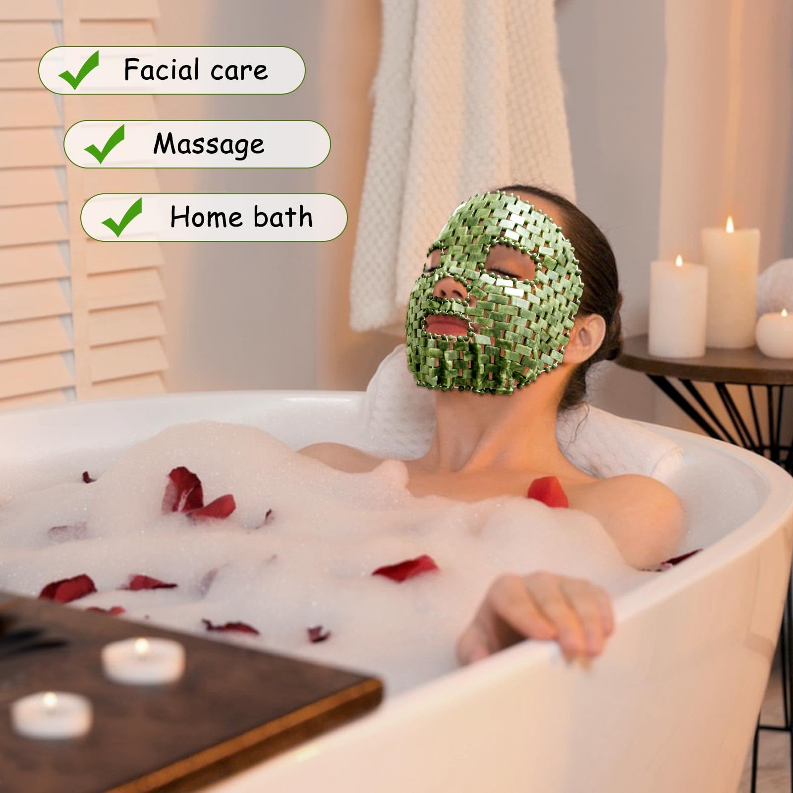 gemshan Jade Mask, 100% Natural Stone Facial Mask for SPA Skincare Beauty Tools for Puffy Eyes Dark Circles - Image 3