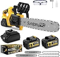 SundpeyPRO 21V Brushless Cordless Chainsaw 12" & 16" Dual Bars, 2x4.0Ah Batteries, Auto Oiler for Pruning & Wood Cutting