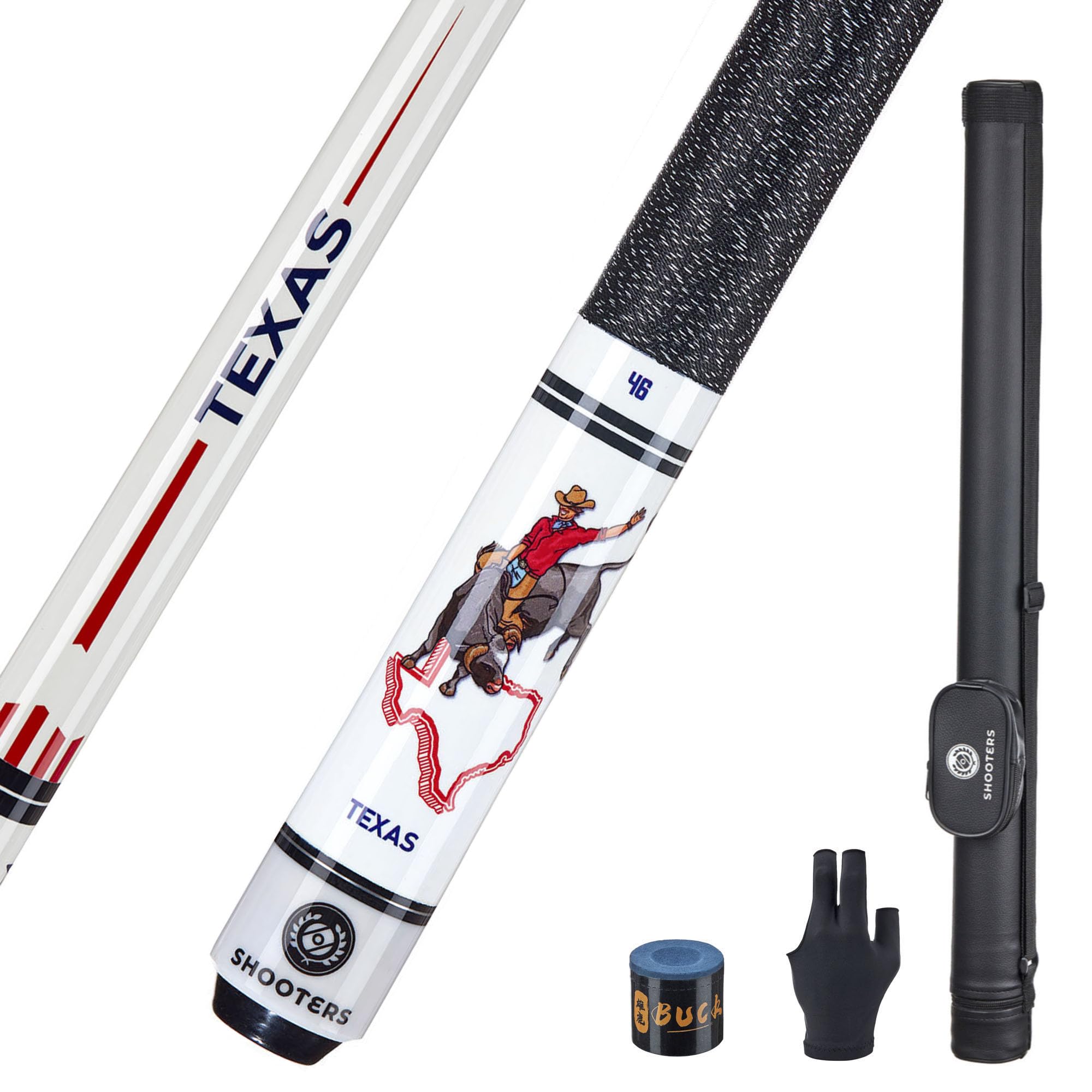 SHOOTERS Billiard Pool Cue Stick 2-Piece 58” Fast Joint Maple Wood Texas Style (19-20 Oz)