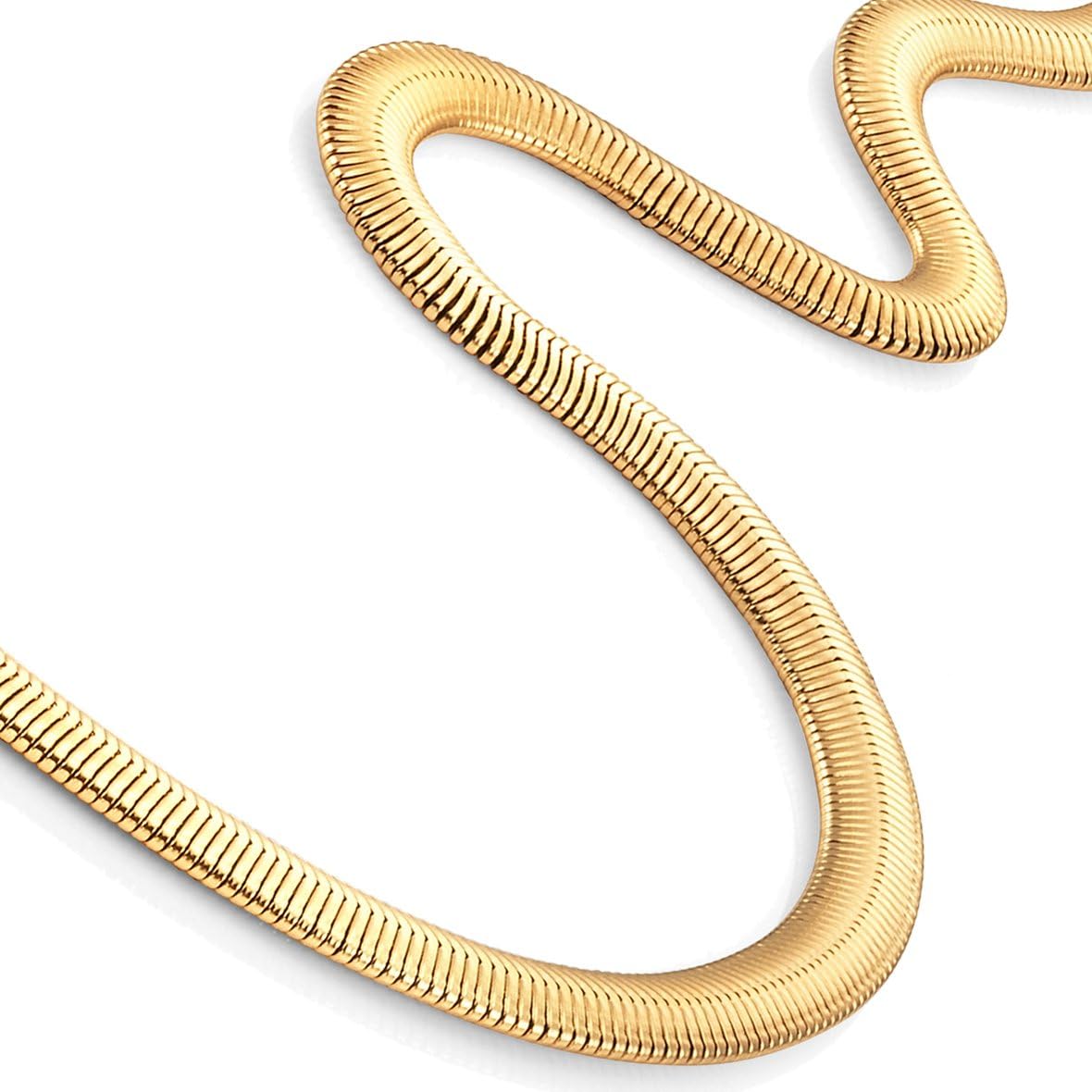 Gold Toned 316L Stainless Steel Men's Necklace Snake Chain 20" - Necklaces for Men - Mens Jewelry (6MM) - Image 2