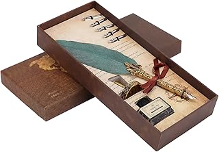 Conjunto de caneta pena e tinta Quill Pena com tinta, 5 pontas de reposição, base de ponta de caneta para arte, escrita, assinaturas, conjunto de presente de decoração de caligrafia (2)