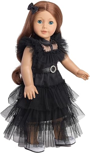 Miniatura 7 de Ropa de muñeca de 18 pulgadas, accesorios de disfraz de vestido de fiesta negro para muñecas de 18 pulgadas (toll no incluido)