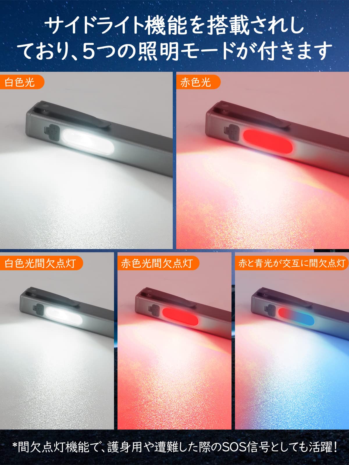Amazon.co.jp: SHANHE ペンライト LED懐中電灯 小型 SOS点滅