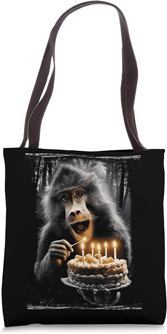 Baboon Monkey Birthday Cake Bday Funny Party Spooky Tote Bag