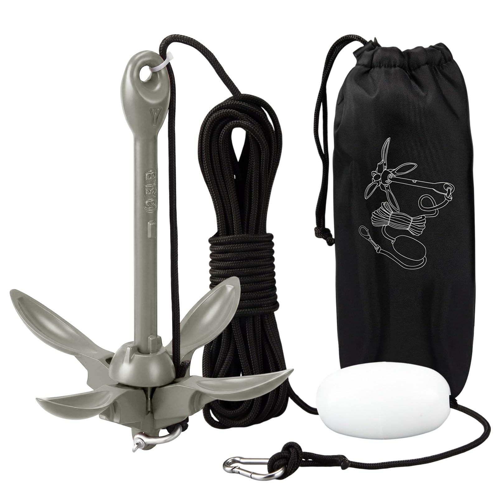 MorningRo Folding Grapnel Anchor Kit, Kayak 40ft Rope