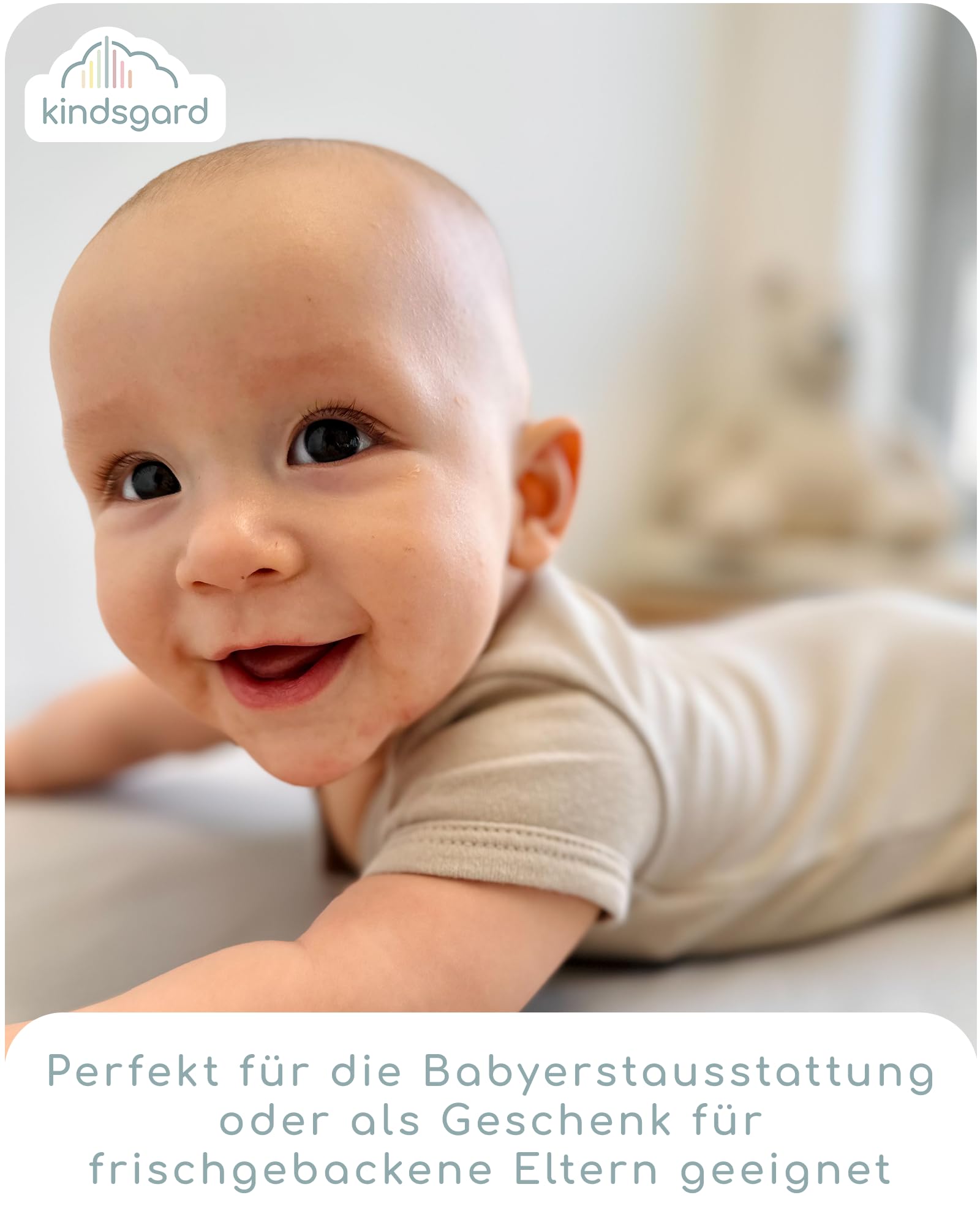 Kindsgard Wickelbody langarm „trunder“ – 5er-Pack – 100% Bio-Baumwolle – OEKO-TEX zertifiziert – weich, atmungsaktiv & pflegeleicht – Baby Body mit Druckknöpfen