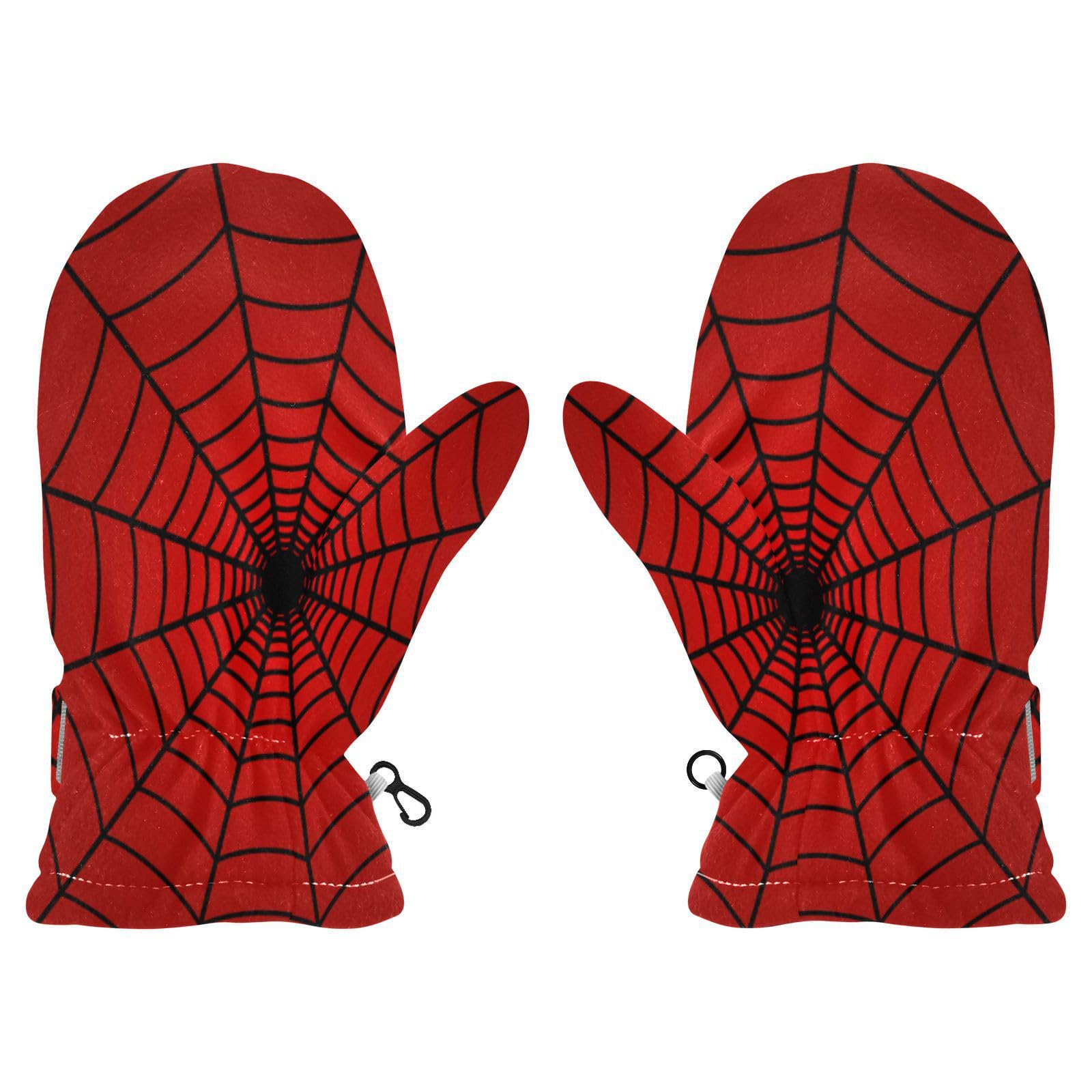 Plaaee Toddler Mittens Red Spider Web Winter Snow Glove mitten Warm Fleece Kid Ski Gloves for Boys Girls