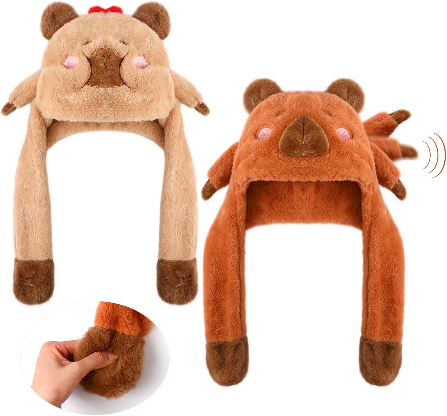 2pcs Animal Hat with Ears Moving Gift for Christmas Jumping Pop up Beating Hat Cartoon Cosplay Dress up