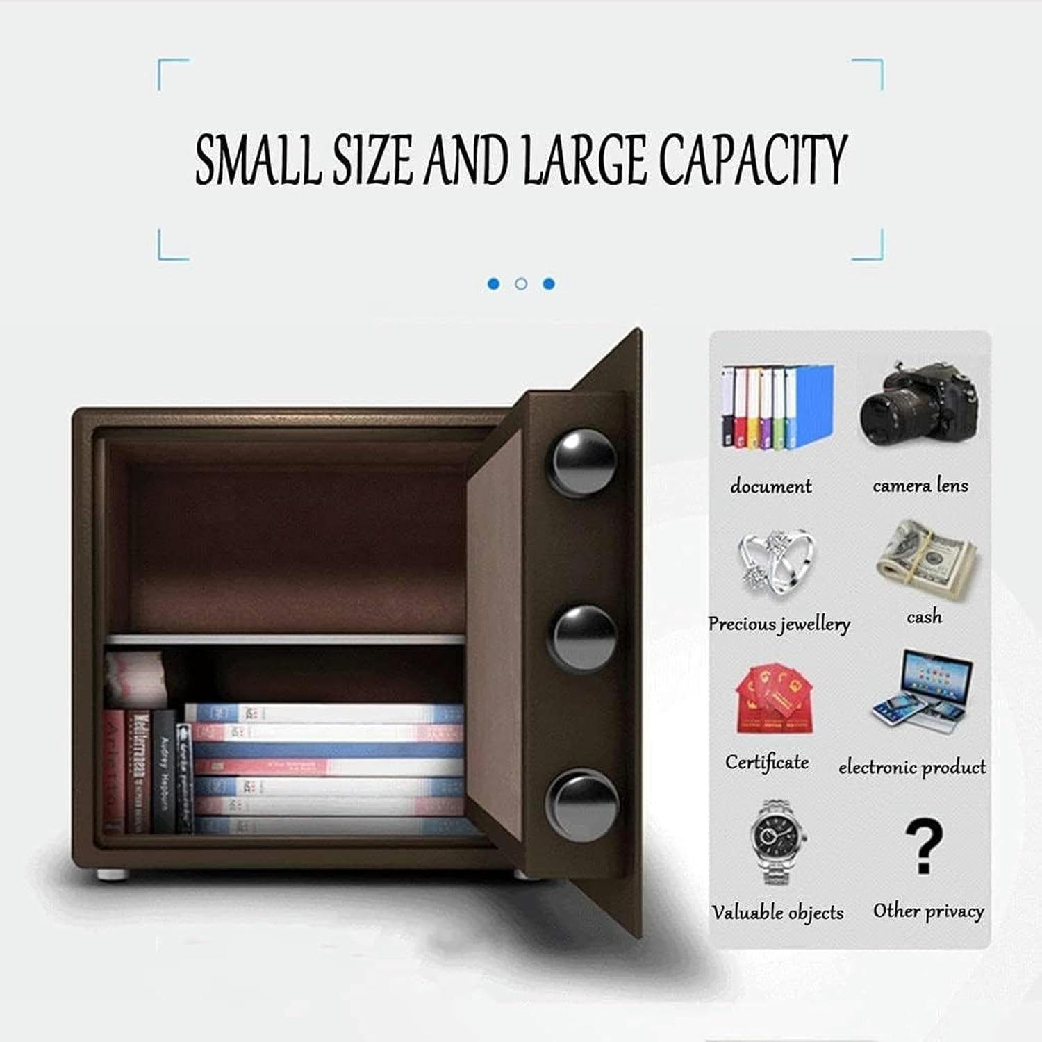 AMNOOL Security, Safe Cabinet, Electronic Password Safe, All-Steel Anti-Theft Multifunctional Small Double-Layer Locker for Office and Home Wall Safe, 30cm, Style1-1