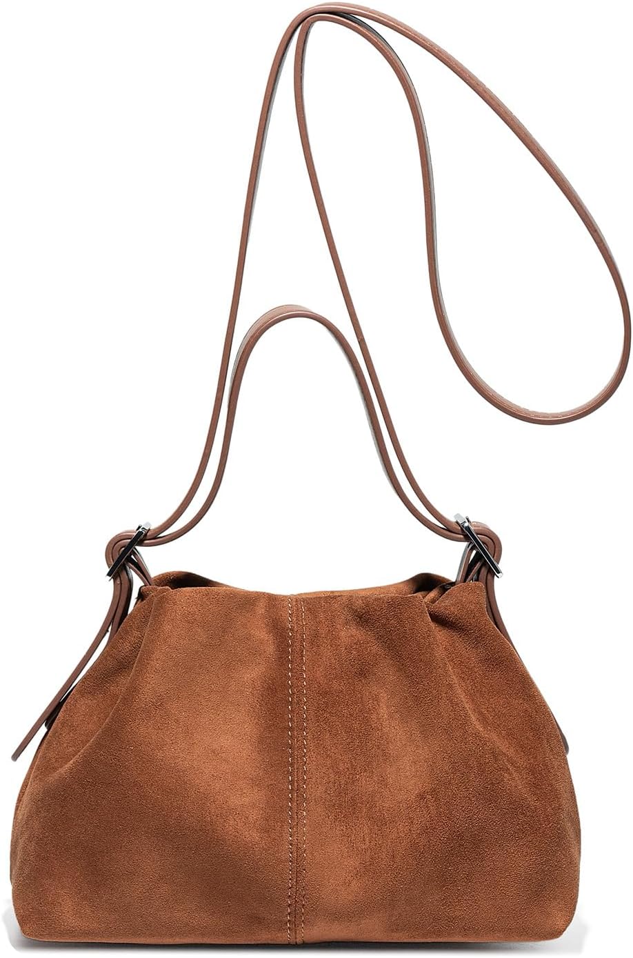 Mini Suede Tote Bag for Women Pleated Cloud Handbag Trendy Shoulder Crossbody Purse Dumpling Bag Underarm Purses