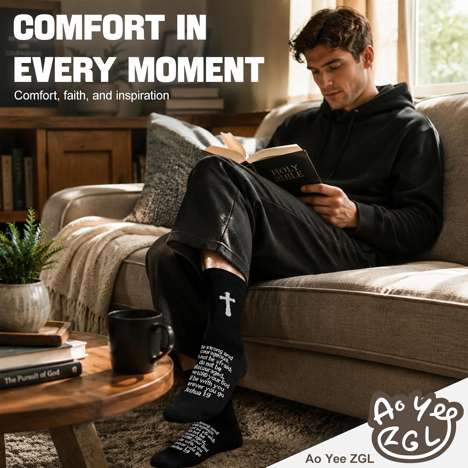 3 Pairs Unisex Cross Socks,Gifts for Christian: Easter Christmas image 3