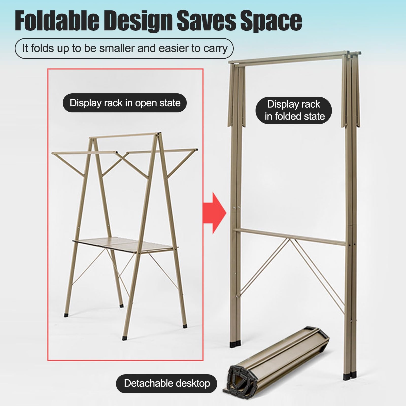 Carrello pieghevole per esterni con tettoia, bancarella portatile per street food e mercati notturni, 120 x 60 x 200 cm / 47.2x23.6x78.7in, perfetto per vendite ed eventi mobili