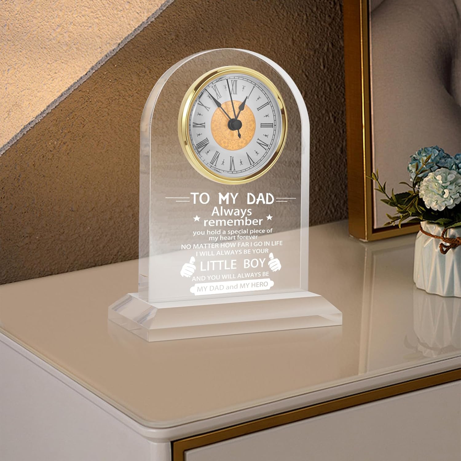 to My Dad Gifts,Quartz Desk Clock Keepsakes,Christmas Birthday Gifts for Dad from Daughter Son, Personalized Engraved Quartz Desk Clock Keepsakes(Gifts for Dad from Son) - Image 5