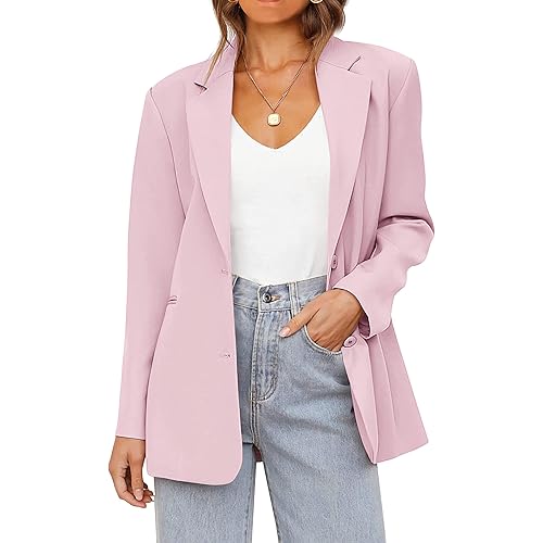 MEROKEETY Women's 2024 Fall Casual Blazers Long Sleeve Lapel Open Front Button Work Blazer Jackets with Pockets