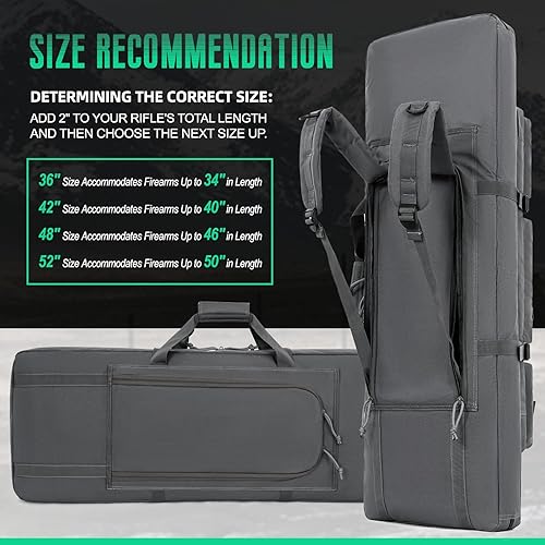 Miniatura 36 de Dulce Dom Funda de rifle doble de 32, 36, 42, 48, 52 pulgadas, suave, para pistola, almacenamiento y transporte de armas de fuego, mochila táctica