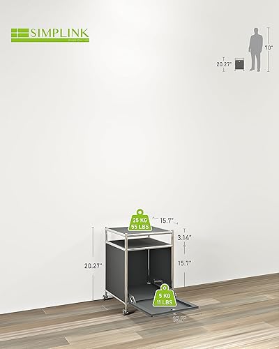 Miniatura 2 de Carrito de almacenamiento, gris mate, carrito de almacenamiento de metal versátil con puerta de solapa para el hogar, oficina, dormitorio, cocina,