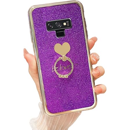 for Samsung Galaxy Note 9 Phone Case | 360° Ring Kickstand | Cute Girls Women Soft Silicone Slim Shockproof Protection Cover - Violet Purple