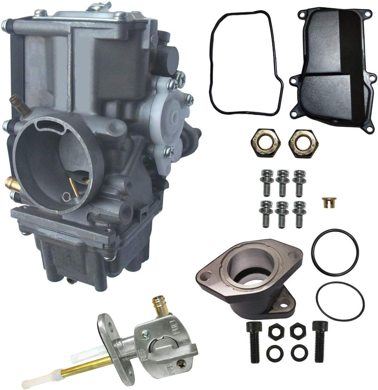 Zoom Zoom Parts YAMAHA WARRIOR 350 CARBURETOR INTAKE MANIFOLD KIT FUEL PETCOCK YFM 350 ATV 1987 1988 1989 1990 1991 1992 1993 1994 1995 1996 1997 1998 1999 2000 2001 2002 2003 2004