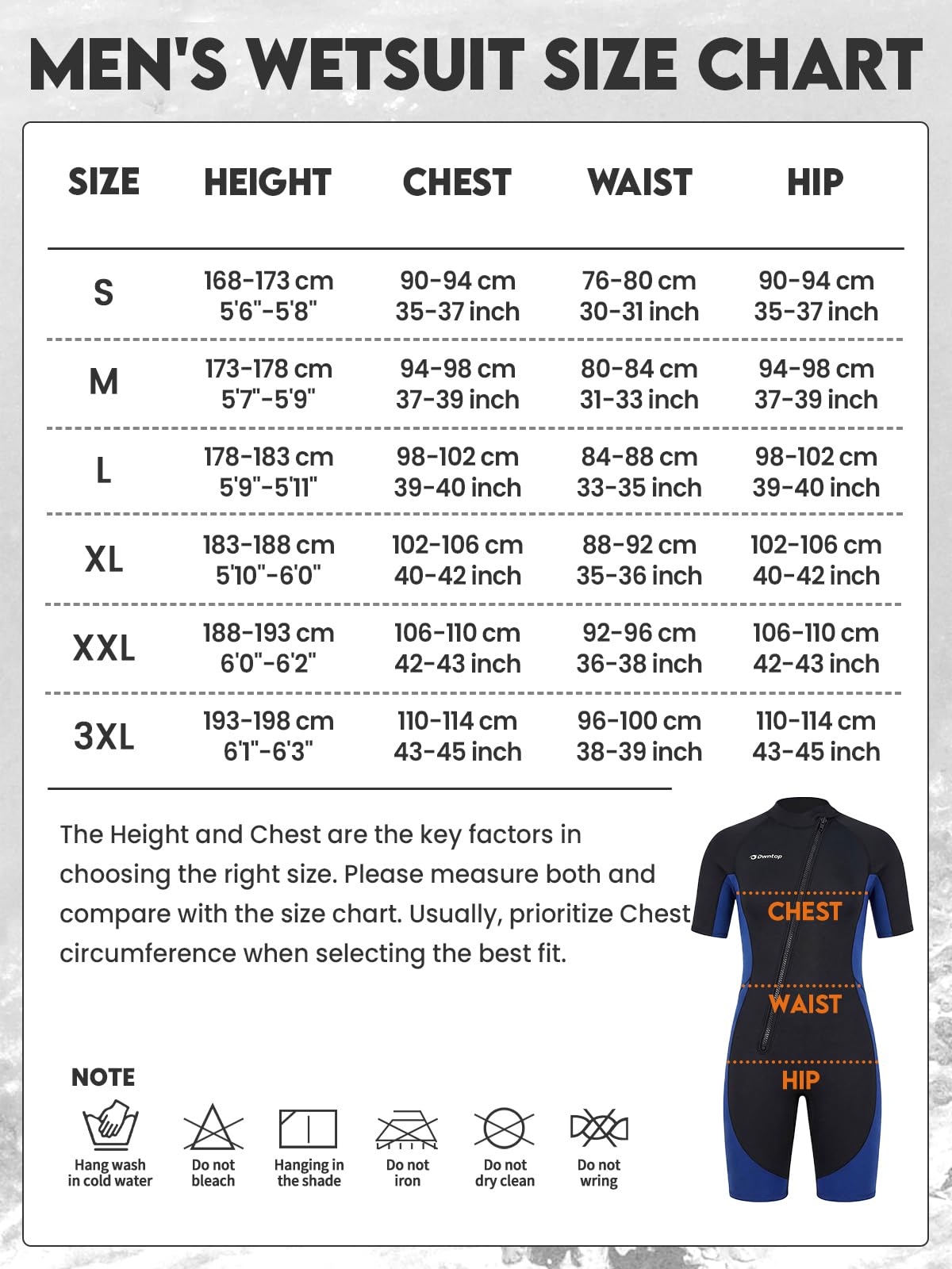 Owntop Muta da uomo Shorty 3 mm - Neoprene Shorty con cerniera frontale, a maniche corte per surf, nuoto, immersioni e triathlon - 4