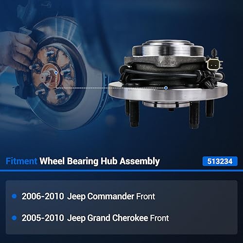 Miniatura 2 de Autoround 513234 Conjunto de cubo y rodamiento de rueda delantera compatible con Jeep Grand Cherokee/Commander 2005 2006 2007 2008 2009 2010 5