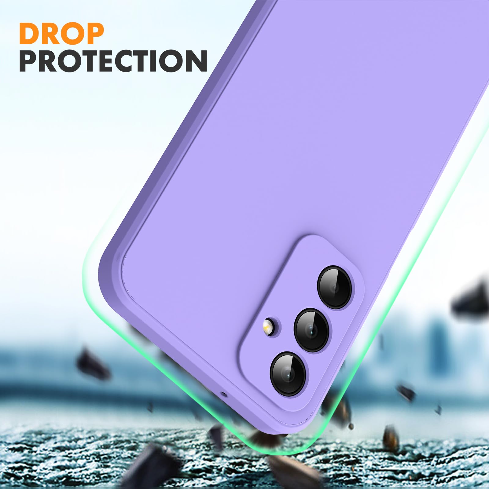 Byvuwiay Cover per Samsung Galaxy A25 5G con 2 Vetro Temperato Pellicola Protettiva, Custodia in TPU Ultra Sottile Antiurto Anti-Scratch Case, Viola
