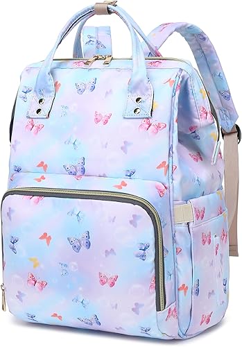 Mochila para pañales de bebé con diseño de mariposa para niñas y niños, impermeable, grande, para mamá