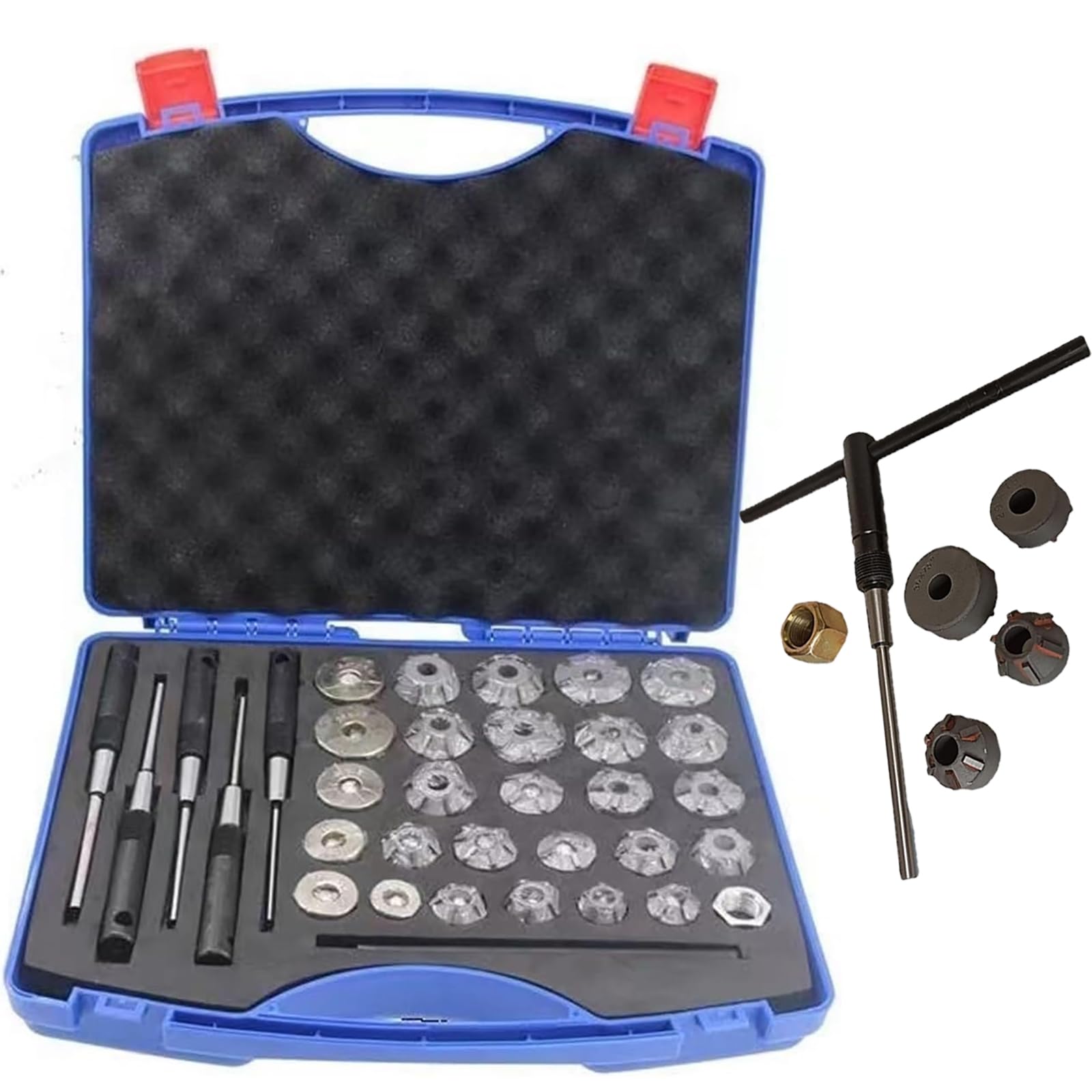 Set di alesatori per sedi valvole, Kit di Riparazione Universale per valvole automobilistiche da 34 Pezzi, Strumento per lappatura valvole Motore da 22-38 mm per Testata Cilindro Moto Auto