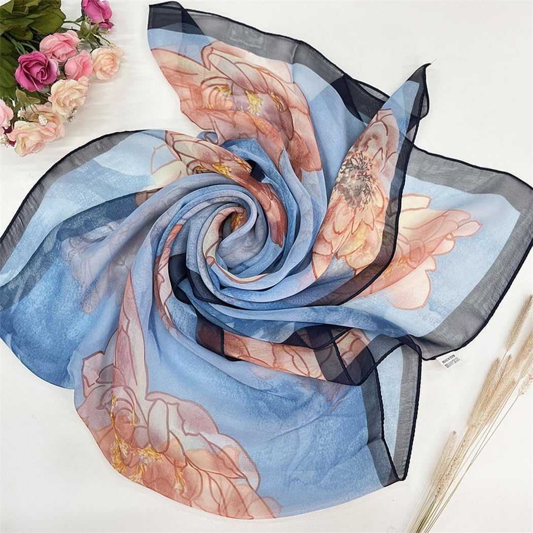 MINIDORA Lightweight Scarves for Women Elegant Floral Pattern Scarf Shawls Sunscreen Head Shawls image 2