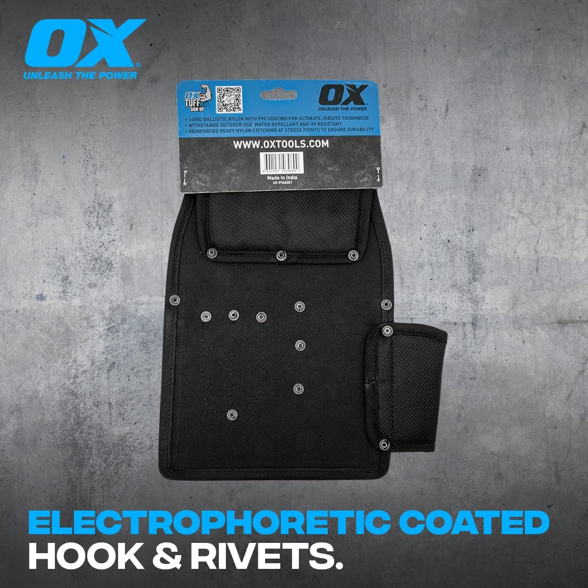 OX Tools Pro Dynamic Nylon Drywall Pouch with 4 Pockets & 3 Tool Holders – UV and Water Resistant​