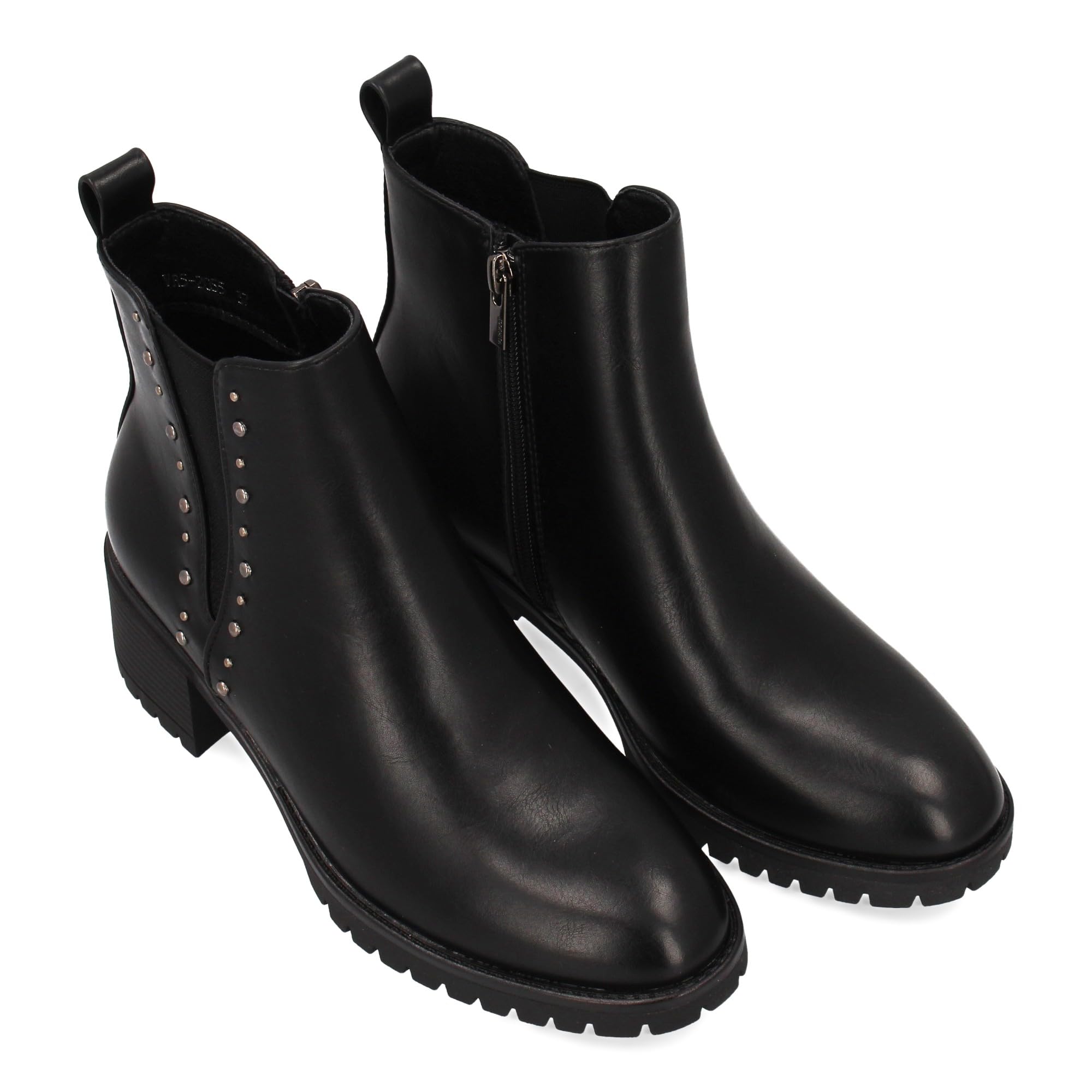 shoes&blues.es Botin para Mujer Estilo Chelsea, con Tacon Ancho, Adorno de Tachuelas y Elasticos. Ideal para Temporada Otono Invierno.