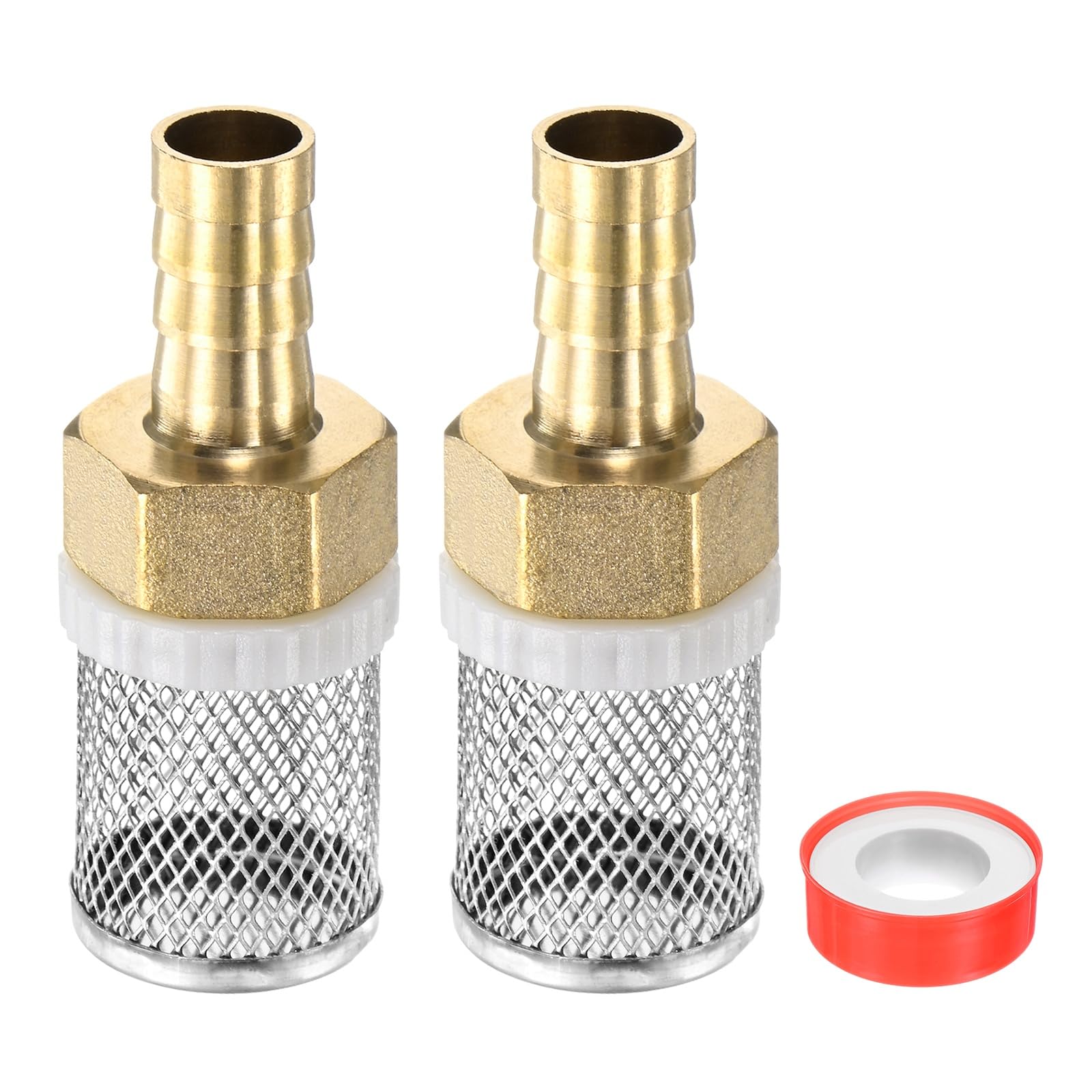 M METERXITY 1-Set 12mm Filter Copper Tube Joint, Stainless Steel Inline Strainers Filter Copper Tube Joint Hose Connections with 1 Sealing Tape for Garden/Swimming Pool/Fish Tank Filters