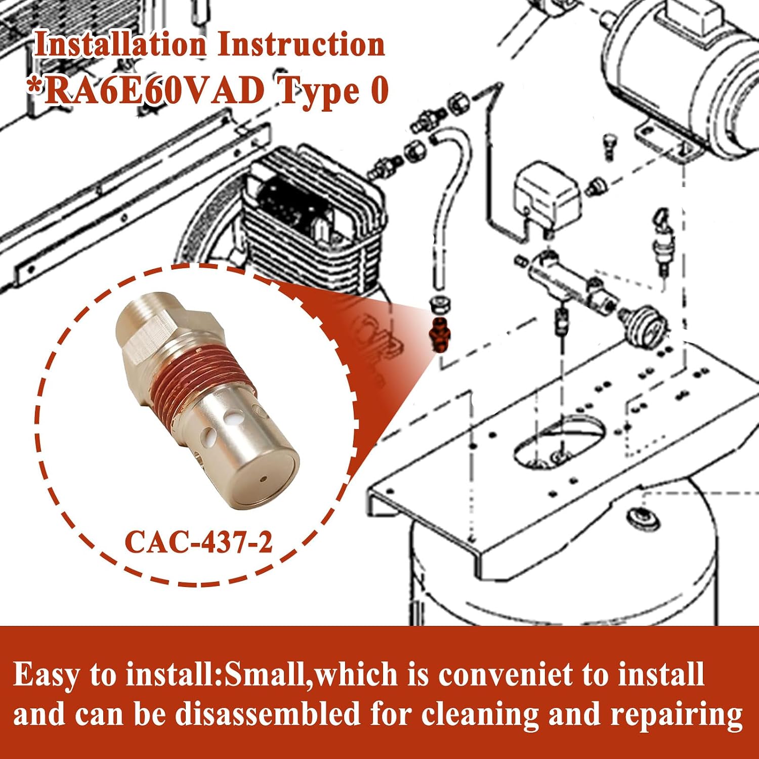 2 Pcs CAC-437-2 Brass Air Compressor Check Valve, 1/2 NPT & 1/2 CFPC | Check Valve Replacement Seal Parts, Replacement Part IRL6560V & 5E60VAD, Compressor Tank Fittings