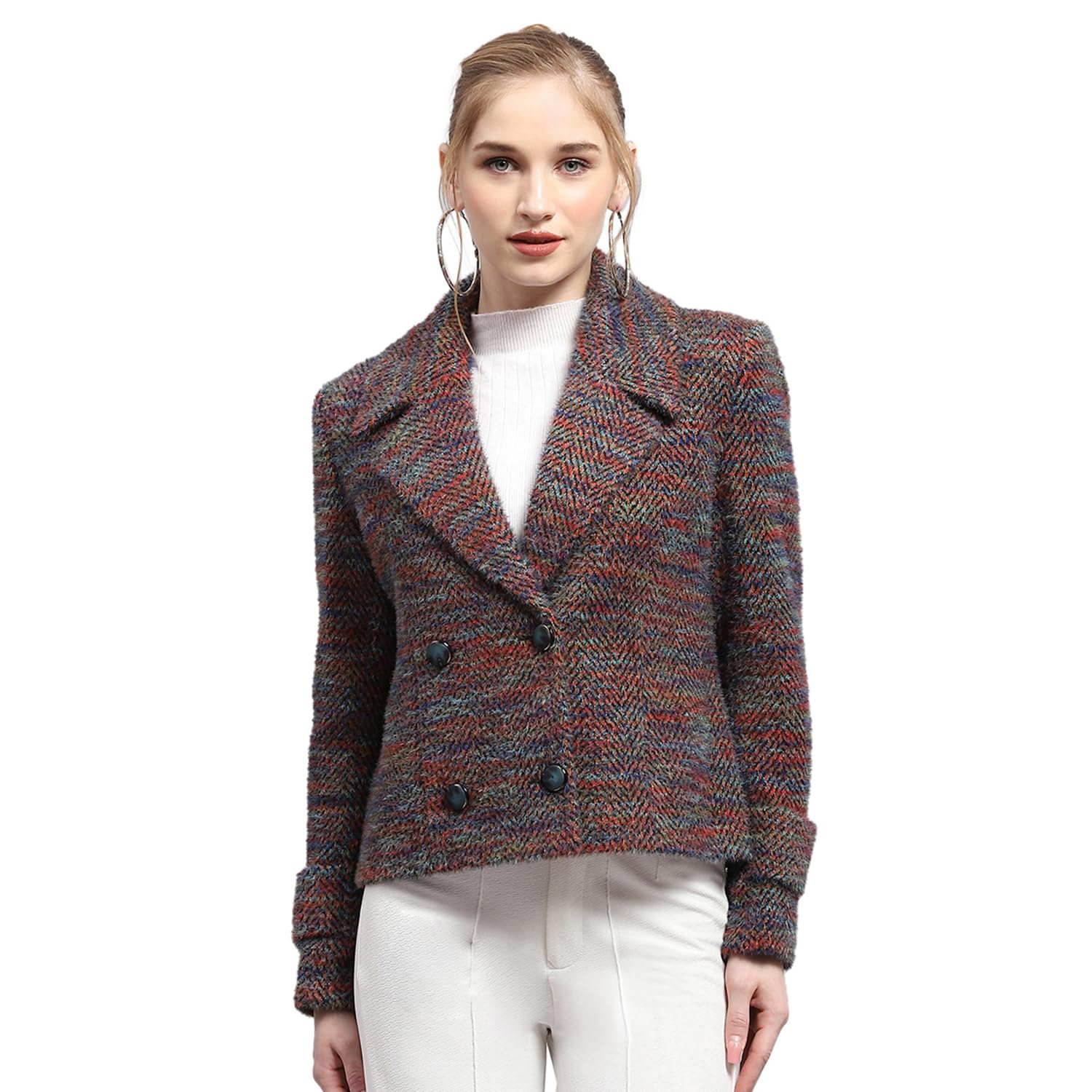 monte carlo Womens Self Design Collared Neck Full Sleeve Coat (224067302)-picture-20