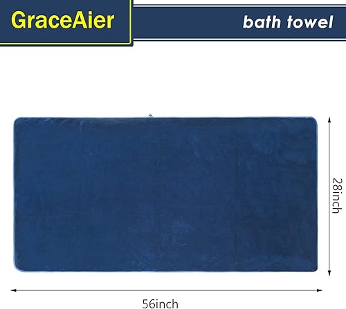 Miniatura 6 de GraceAier Paquete de 4 toallas de baño ultrasuaves (28 x 56 pulgadas), secado rápido, terciopelo coral de microfibra altamente absorbente, para