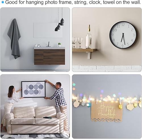Miniatura 5 de PATIKIL Perchas de fotos de 20 libras, juego de 10 ganchos para colgar fotos en la pared, accesorios para clavos, kit para colgar cuadros en paneles