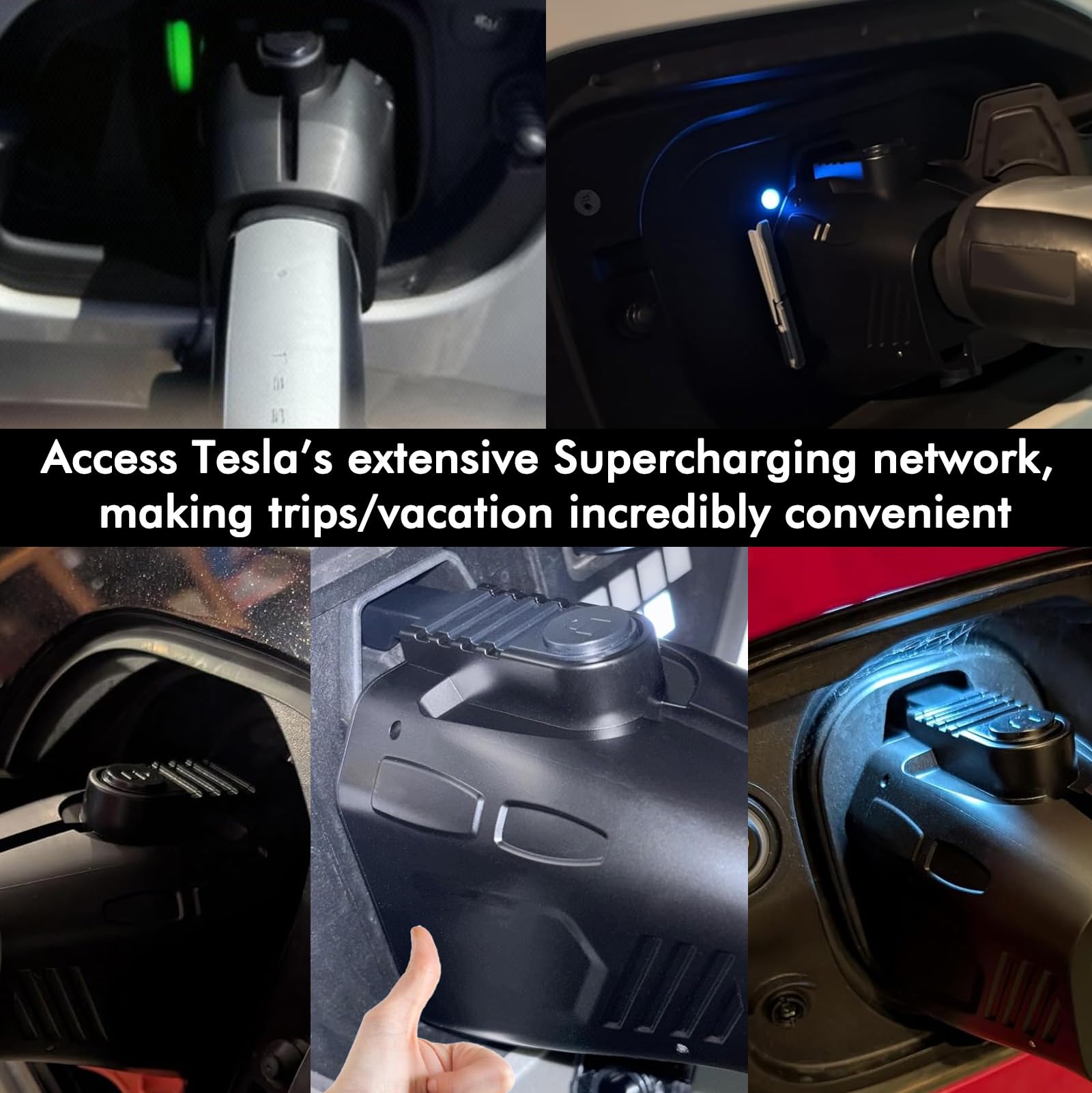 NACS to CCS Adapter for Fast Charging CCS1 EV in Tesla V3/V4 Supercharger, Max 500A 1000V NACS DC Adapter for Road Trip Charge Backup, Dual Locks for Sturdy Secure Connection