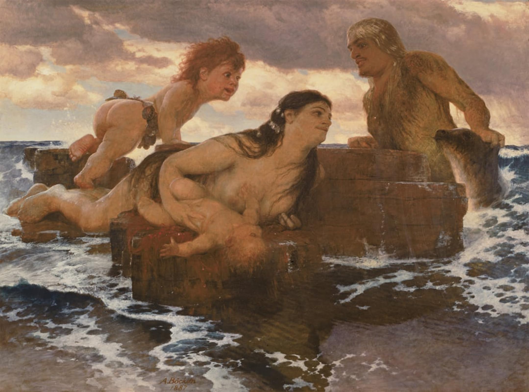 ARTXLXXBN Famous Art Print Poster Vintage Wall Art Sea Idyll by Arnold Böcklin Canvas Art Poster for Home Decor 60x90cm